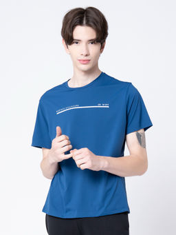 Red Tape - Mens Blue Solid Polyester Activewear T-Shirt