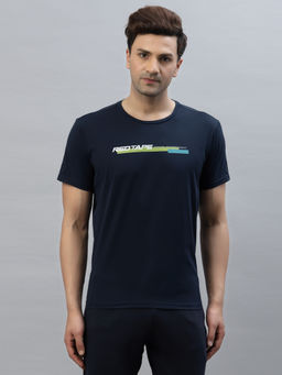 Red Tape - Men Navy Blue Round Neck Polyester Activewear T-Shirt
