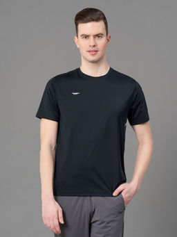 Red Tape - Black Nylon Spandex Solid Mens Activewear T-Shirt