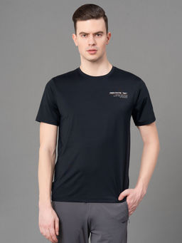 Red Tape - Black Nylon Spandex Solid Mens Activewear T-Shirt