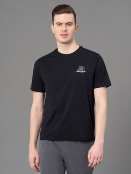Red Tape - Black Polyester Stretch Solid Mens Activewear T-Shirt