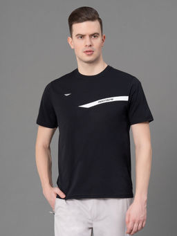 Red Tape - Black Polyester Stretch Solid Mens Activewear T-Shirt