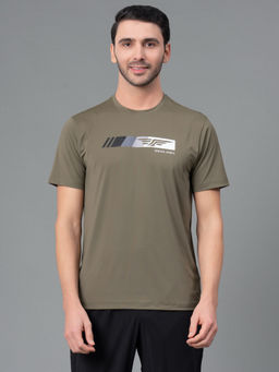 Red Tape - Olive Nylon Elastane Round Neck Mens Athleisure Half Sleeve T-Shirt