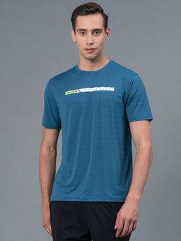 Red Tape - Teal Stripes Nylon Elastane Mens T-Shirt