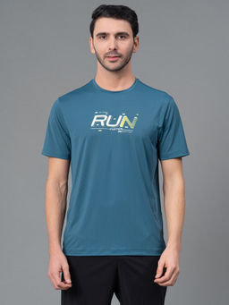 Red Tape - Teal Nylon Elastane Round Neck Mens Athleisure Half Sleeve T-Shirt