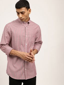 GANT - Men Maroon Striped Regular Fit Shirt