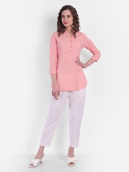 Suti - Women Printed High Low Top Peach