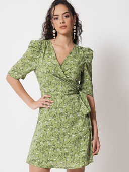 Trend Arrest - Green Printed Floral Dress