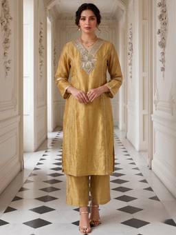 Autumnlane - Women Yellow Sunglow Festive Kurta with Pant