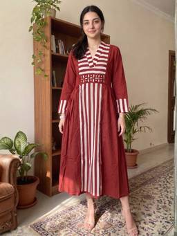 Autumnlane - Women Red Poppi Jet Printed Dress