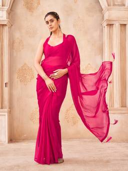 Tikhi Imli - Ready To Wear Pink Colored Floral Designer Saree