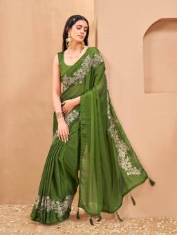 Tikhi Imli - Green Colored Designer Embroidered Saree
