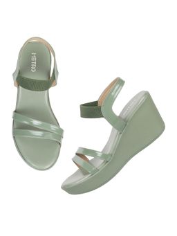 Metro - Womens Green Platform HeelsMetro Green Synthetic Solid Wedges