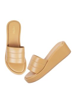Metro - Womens Beige Platform HeelsMetro Beige Synthetic Solid Wedges