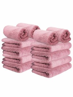 Heelium - Bamboo Hand Towel Soft Absorbent And Odour Free 12 Pcs Pink