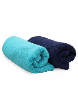 Heelium - Bamboo Hand Towel Soft Absorbent And Odour Free 2 Pcs Blue Teal
