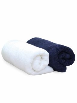 Heelium - Bamboo Hand Towel Soft Absorbent And Odour Free 2 Pcs Blue White