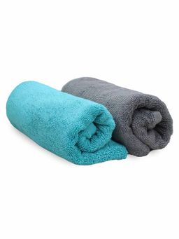 Heelium - Bamboo Hand Towel Soft Absorbent And Odour Free 2 Pcs Grey Teal