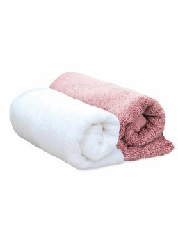 Heelium - Bamboo Hand Towel Soft Absorbent And Odour Free 2 Pcs Pink White