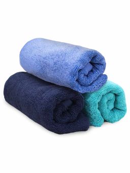 Heelium - Bamboo Hand Towel Soft Absorbent And Odour Free 3 Pcs Iris Blue Teal