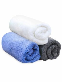 Heelium - Bamboo Hand Towel Soft Absorbent And Odour Free 3 Pcs Iris White Grey