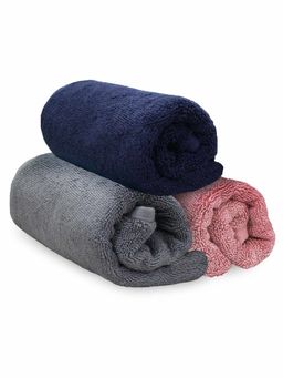 Heelium - Bamboo Hand Towel Soft Absorbent And Odour Free 3 Pcs Pink Blue Grey