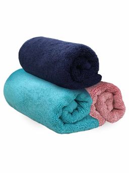 Heelium - Bamboo Hand Towel Soft Absorbent And Odour Free 3 Pcs Pink Blue Teal