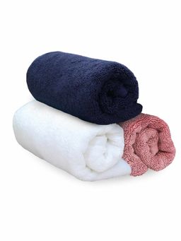 Heelium - Bamboo Hand Towel Soft Absorbent And Odour Free 3 Pcs Pink Blue White