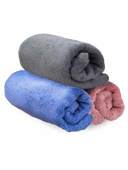 Heelium - Bamboo Hand Towel Soft Absorbent And Odour Free 3 Pcs Pink Grey Iris