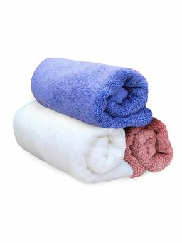 Heelium - Bamboo Hand Towel Soft Absorbent And Odour Free 3 Pcs Pink White Iris