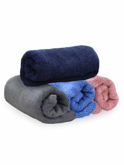 Heelium - Bamboo Hand Towel Soft Absorbent And Odour Free 4 Pcs Pink Blue Grey Iris