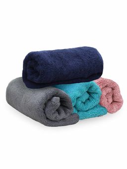 Heelium - Bamboo Hand Towel Soft Absorbent And Odour Free 4 Pcs Pink Blue Grey Teal