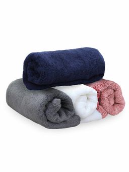 Heelium - Bamboo Hand Towel Soft Absorbent And Odour Free 4 Pcs Pink Blue Grey White