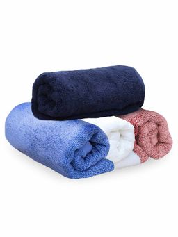 Heelium - Bamboo Hand Towel Soft Absorbent And Odour Free 4 Pcs Pink Blue White Iris