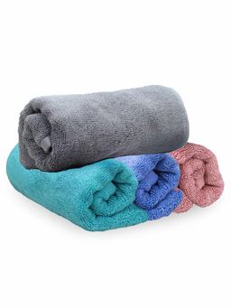 Heelium - Bamboo Hand Towel Soft Absorbent And Odour Free 4 Pcs Pink Grey Teal Iris