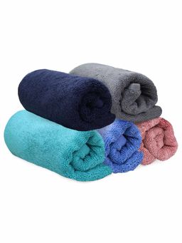 Heelium - Bamboo Hand Towel Soft Absorbent And Odour Free 5 Pcs Iris Pink Blue Grey Teal