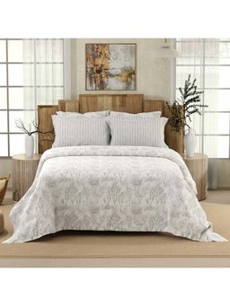 Boutique Living - Isabella 500 Tc Floral White Bedsheet with 4 Pillow Covers (King)