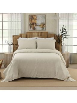 Boutique Living - Gardenia Augusta 300 Tc Beige Printed Bedsheet with 2 Pillow Covers (King)