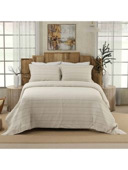 Boutique Living - Gardenia Augusta 300 Tc White Stripes Bedsheet with 2 Pillow Covers (King)