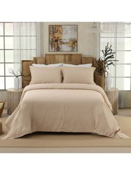 Boutique Living - Gardenia Augusta 300 Tc Beige Geometric Bedsheet with 2 Pillow Covers (King)