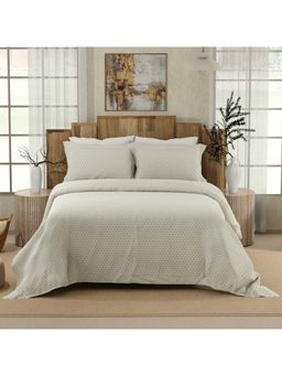 Boutique Living - Gardenia Augusta 300 Tc Grey Geometric Bedsheet with 2 Pillow Covers (King)