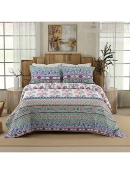 Boutique Living - Gardenia Augusta 300 Tc Blue Printed Bedsheet with 2 Pillow Covers (King)