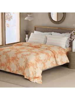 Boutique Living - Valatia Orange Floral 200 Tc Bedsheet with 2 Pillow Covers (Double)