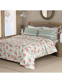 Boutique Living - Valatia Red Floral 200 Tc Bedsheet with 2 Pillow Covers (Double)