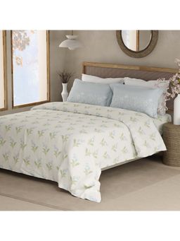 Boutique Living - Valatia Green Floral 200 Tc Bedsheet with 2 Pillow Covers (Double)