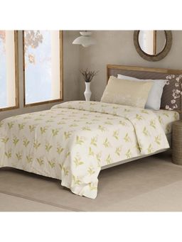 Boutique Living - Valatia 200 Tc Cream Floral Bedsheet with 1 Pillow Cover (Single)