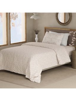 Boutique Living - Valatia 200 Tc Beige Floral Bedsheet with 1 Pillow Cover (Single)