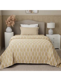 Boutique Living - Valatia 200 Tc Karigari Beige Bedsheet with 1 Pillow Cover (Single)