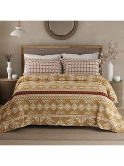 Boutique Living - Valatia Gypsy 200 Tc Beige Ethnic Bedsheet with 2 Pillow Covers (King)