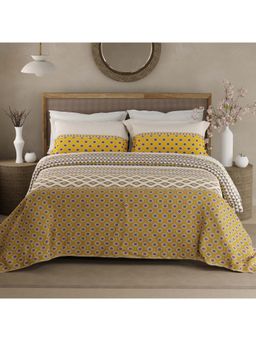 Boutique Living - Valatia Gypsy 200 Tc Yellow Ethnic Bedsheet with 2 Pillow Covers (King)